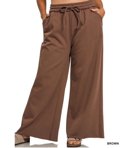 Fleece Wide Leg Sweat Pants
