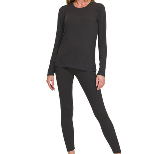 Round Neck Top & Leggings Set