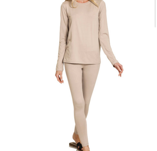 Round Neck Top & Leggings Set